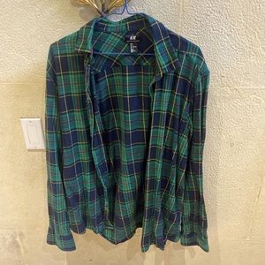 Green plaid button up.